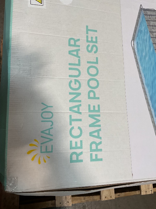 Photo 1 of **PARTIAL SET BOX 1 OF 2 ** EVAJOY 32ft x 16ft x 52in Metal Frame Swimming Pool Set, Rectangular Above Ground Pool Cover with Sand Filter Pump, Pool Ladder, Ground Cloth for Backyard, Garden, PVC, Blue