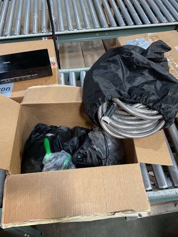 Photo 1 of 100Ft Metal Garden Hose durable stainless steel Water Hose, flexible, lightweight hose is resistant to kinks and tangles.With 10-way nozzle, strong 3/4” metal fittings, and a shut-off valve.