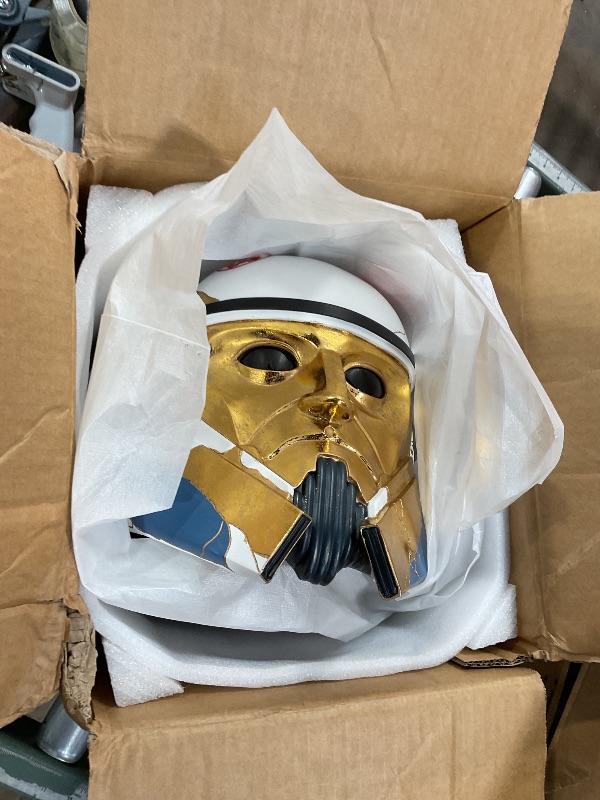 Photo 1 of Playcoshow SW Helmet The Black Series Cosplay Halloween Costume Wearable Mask Props for Adult (Gold)