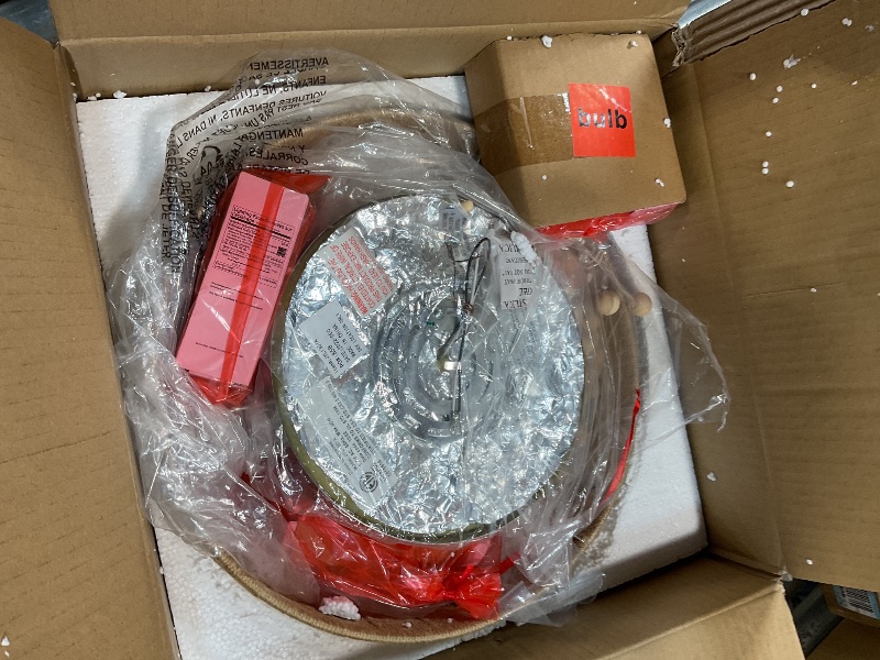 Photo 1 of **FOR PARTS ONLY/NON-FUNCTIONAL** JONATHAN Y JYL1307A Justina Wood Bead 14" 2-Light Farmhouse Bohemian Iron LED Flush Mount Rustic Coastal 2700K Cozy Warm Light Kitchen Hallway Bathroom Stairwell Entryway Foyer, Light Taupe/Chrome