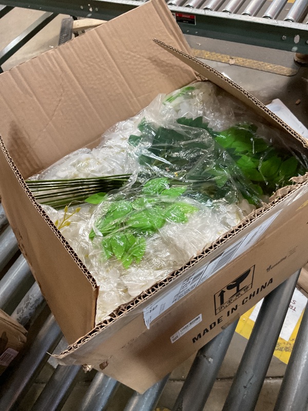 Photo 1 of 108 Pack 43.2 in/ 3.6 ft Artificial Fake Wisteria Hanging Flowers Wisteria Faux Flowers Garland Silk Vine Rattan Long Hanging Flowers String for Home Outdoor Wedding Party(Milky)