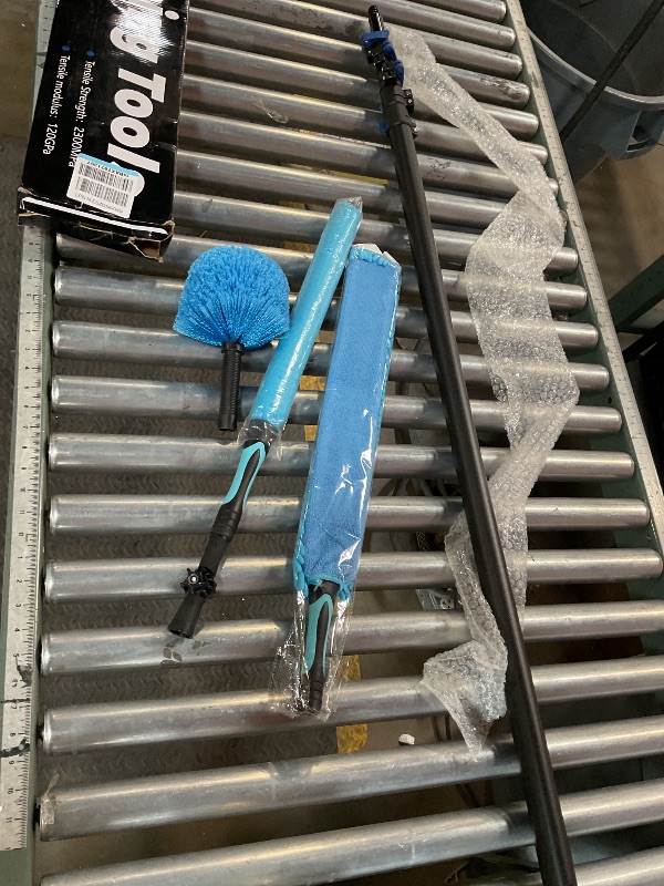 Photo 1 of * MISSING SQUEEGEE AND ONE BRUSH, SMALLEST BRUSH POTENTIALLY USED * 30 Foot High Ceiling Duster Kits with 4.7-24 FT Carbon Fiber Extension Pole, Feather Duster, Cobweb Duster, Ceiling Fan Duster, Window Squeegee & Cleaner with Pole 24 Ft