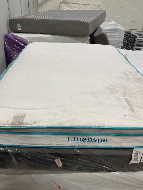 Photo 1 of *DIRTY FROM TRANSPORT* Linenspa 8 Inch Memory Foam and Spring Hybrid Mattress - Medium Firm Feel - Quality Comfort and Adaptive Support - Breathable - Cooling - Guest and Kids Bedroom - Full Size