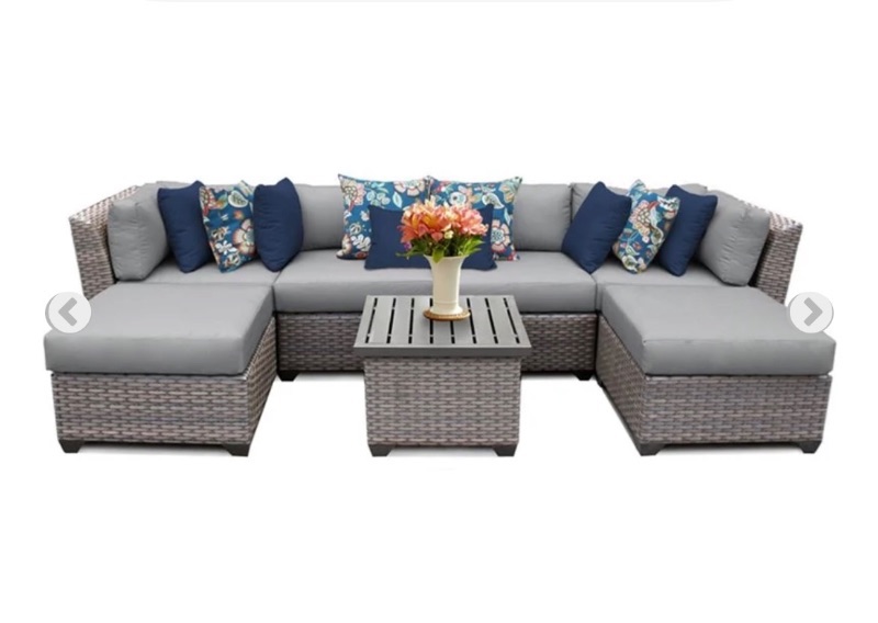 Photo 1 of **PARTIAL SET. CORNER PIECE TO SET**Corner sofa with cushions. Color -Natural aged wicker