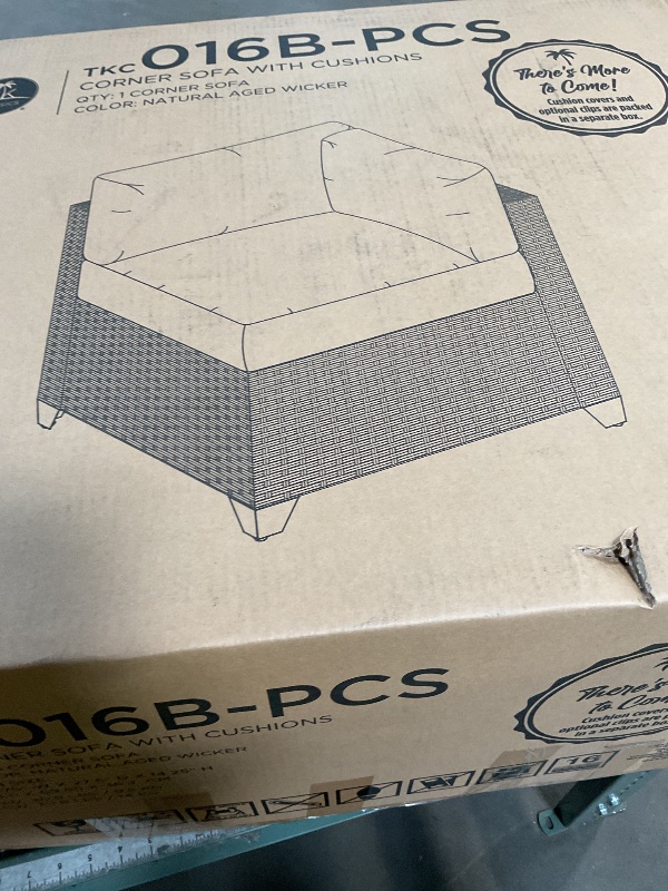 Photo 1 of **PARTIAL SET. CORNER PIECE TO SET**Corner sofa with cushions. Color -Natural aged wicker