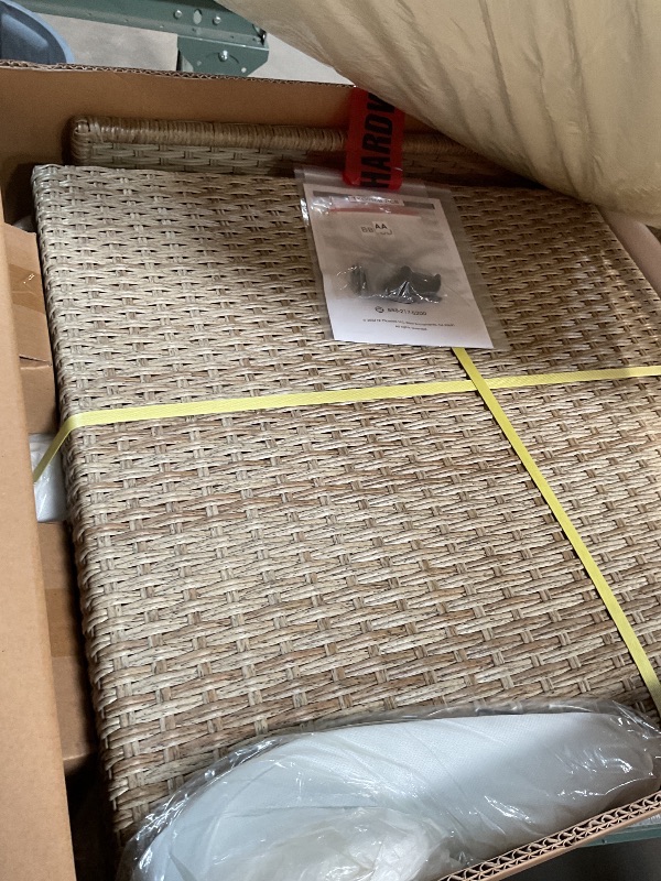 Photo 1 of **PARTIAL SET. CORNER PIECE TO SET. NO CUSHION COVERS** Corner sofa with cushions. Color -Natural aged wicker