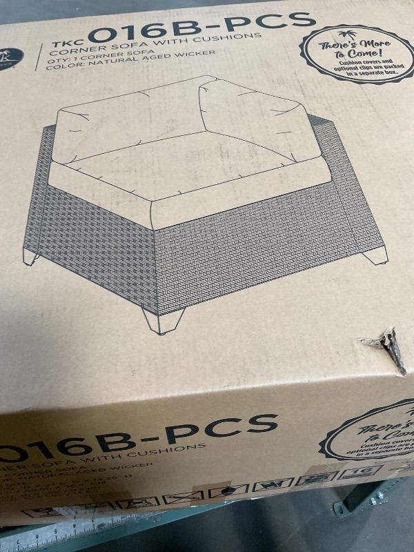 Photo 1 of **PARTIAL SET. CORNER PIECE TO SET. NO CUSHION COVERS** Corner sofa with cushions. Color -Natural aged wicker