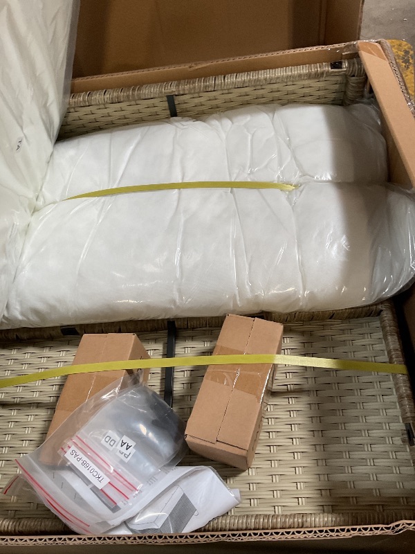 Photo 1 of **Partial of set** Armless sofa with cushions. Color- Natural Aged Wicker