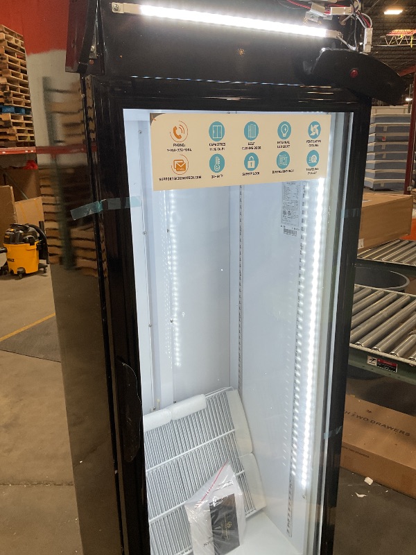 Photo 1 of **COSMETIC DAMAGE/ STILL FUNCTIONAL **Commercial Merchandiser Refrigerators, Beverage Display Fridge, 24 Inch Drink Fridge, Beverage Refrigerator Cooler with Lightbox, Drink Refrigerator Glass Single Door, Shop Restaurant Fan Cooling