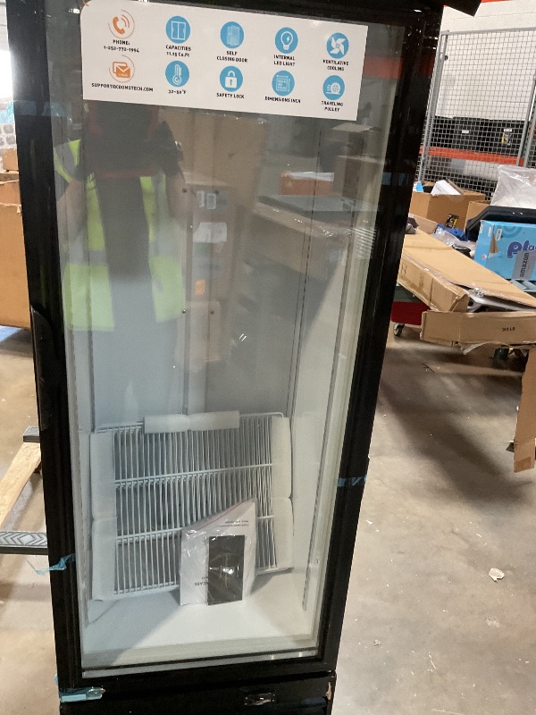 Photo 1 of **COSMETIC DAMAGE/ STILL FUNCTIONAL **Commercial Merchandiser Refrigerators, Beverage Display Fridge, 24 Inch Drink Fridge, Beverage Refrigerator Cooler with Lightbox, Drink Refrigerator Glass Single Door, Shop Restaurant Fan Cooling