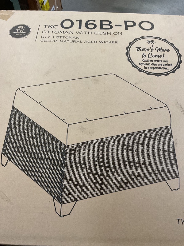 Photo 1 of **MISSING CUSHION COVER**TK Classics, ottoman with cushion the color is natural aged wicker