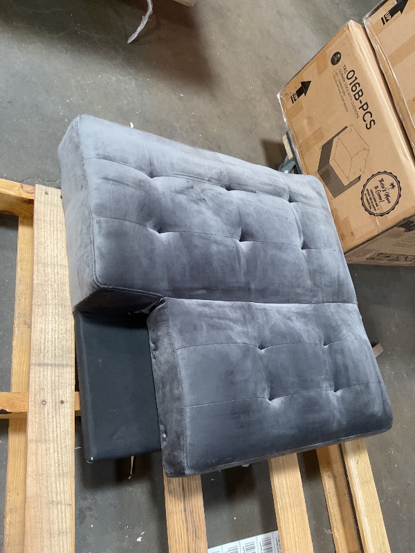 Photo 1 of **SELLING FOR PARTS. TWO CUSHIONS **Shintenchi Futon Sofa Bed, Velvet Foldable Couch Reclining Sleeper w/Removable Armrests, Upholstered Loveseat w/Folding Cup Holders for Home, Office, Dark Gray