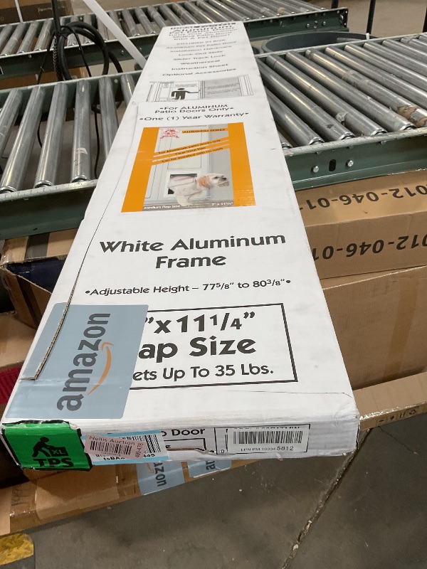 Photo 1 of Ideal Pet Products Aluminum Pet Patio Door, Adjustable Height 77-5/8" to 80-3/8", 7" x 11-1/4" Flap Size, White