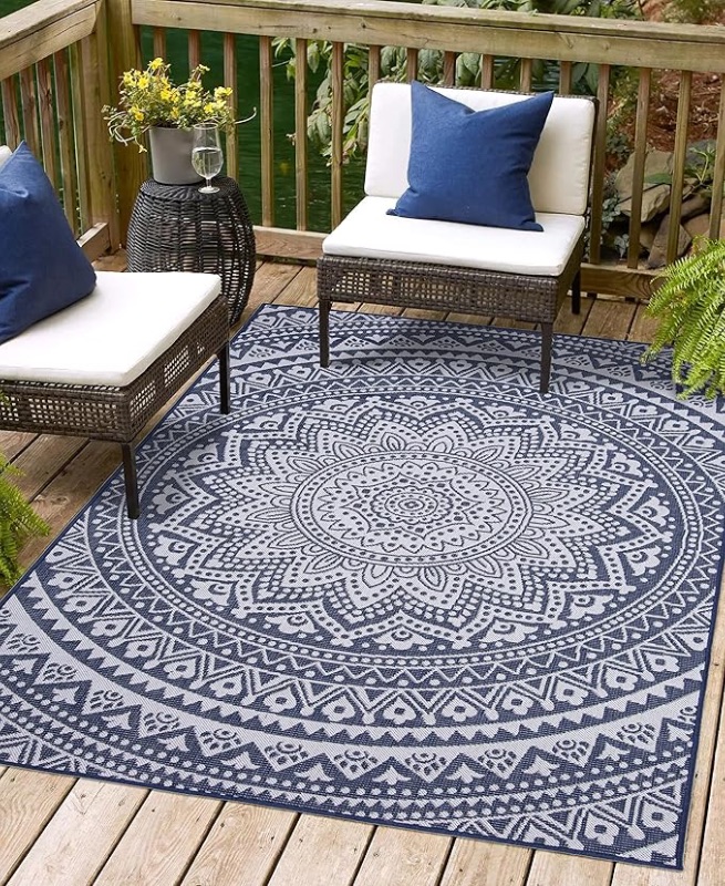 Photo 1 of 
Click to see full view
 

 

 

 

 

 

Indoor Outdoor Mandala Design Hippie Area Rug | Stain Resistant and Water Resistant Area Rug for Patio, Balcony, Living Room, Kitchen and Bedrooms (8'x10', Navy Blue)