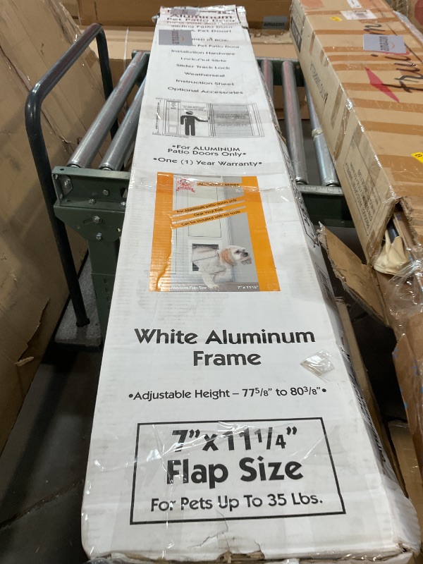 Photo 1 of Ideal Pet Products Aluminum Pet Patio Door, Adjustable Height 77-5/8" to 80-3/8", 7" x 11-1/4" Flap Size, White
