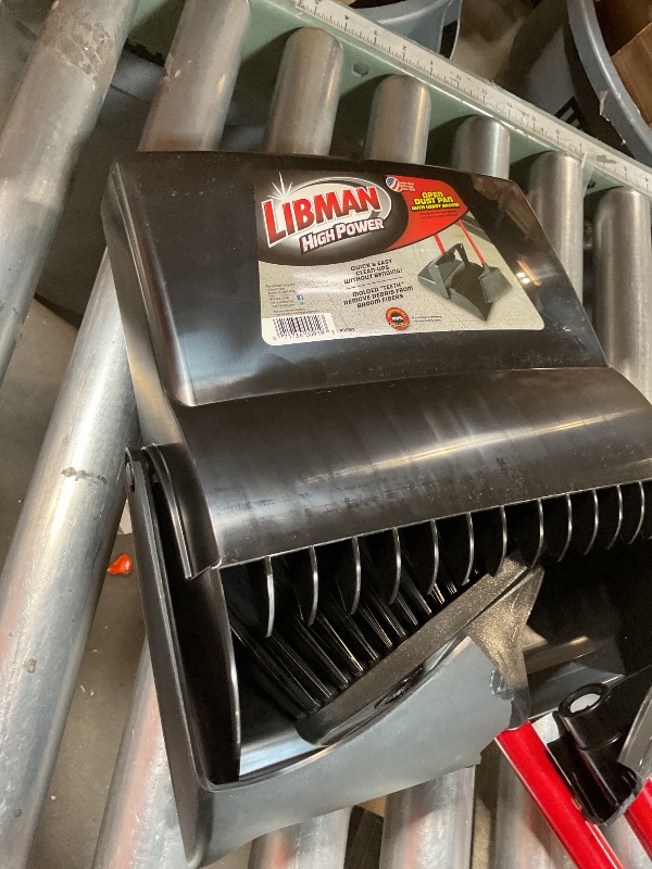 Photo 1 of **SELLING FOR PARTS** Dust pan holder piece broken. Dust pan and broom still good.**Libman Commercial 919 Lobby Dust Pan and Broom  (Open Lid), Black/Red 