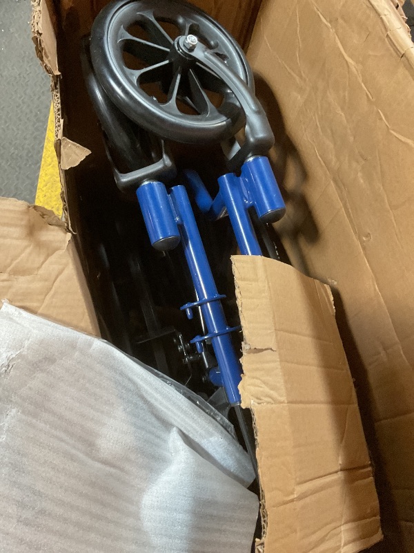 Photo 1 of **MISSING ONE OF FOOTREST**Drive Medical Blue Streak Wheelchair with Flip Back Desk Arms, Elevating Leg Rests, 16 Inch Seat