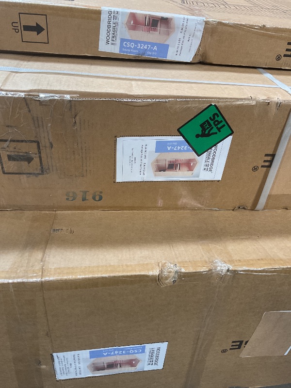 Photo 1 of **3 BOXES**WOODBRIDGE Infrared Home Sauna Room 1 Person Hemlock Wooden Indoor Sauna,7 Carbon 1560W/120V Heaters,with Led Color Therapy Light,Bluetooth Speaker,Tempered Glass,Touch-Tone Keypad and A Top Vent