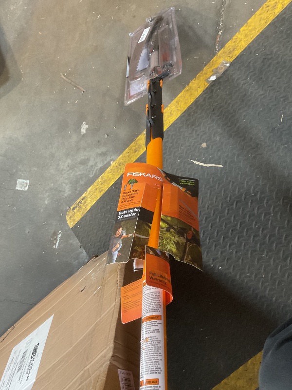 Photo 1 of **MISSING END CAP**Fiskars 7-16 ft. Extendable 2-in-1 Pruner and Pole Saw For Tree Trimming, Tree Trimmer with Chain-Drive for Cutting Branches up to 1.25" Diameter with More Power, Garden Tools