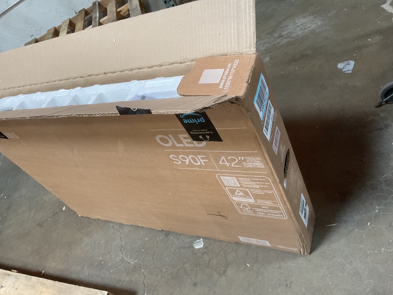 Photo 1 of **SELLING FOR PARTS. TURNS ON. NO VISUAL. AUDIO STILL GETS THROUGH**Samsung 42-Inch Class OLED S90F 4K Smart TV (2025 Model) NQ4 AI Gen3 Processor, 4K AI Upscaling Pro, OLED HDR +, Motion Xcelerator 144Hz, Samsung Vision AI, Alexa Built-in