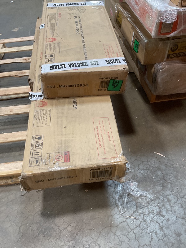 Photo 1 of **SELLING AS PARTS IN PARTIAL SET. ONE BOX MISSING**KEIKI Twin Size Low loft Bed with Pull-Out Desk, Rubber Wood Loft Bed with Storage Cabinets & Drawers & Shelves, Low Twin Bed for Kids, Grey