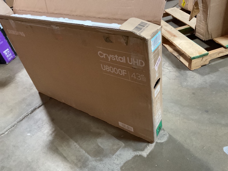 Photo 1 of **MAJOR DAMAGE. SELLING FOR PARTS**Samsung 43-Inch Class Crystal UHD U8000F 4K Smart TV (2025 Model) Endless Free Content, Crystal Processor 4K, MetalStream Design, Knox Security, Alexa Built-in