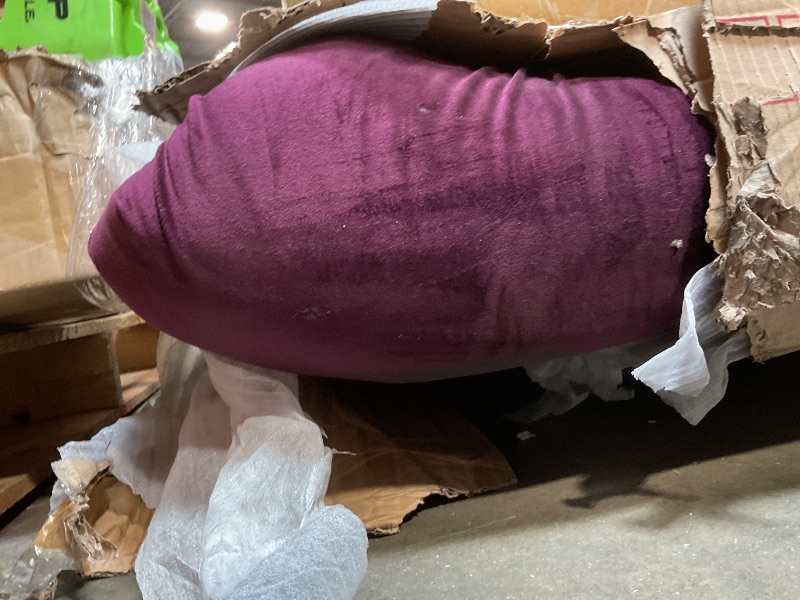 Photo 1 of **WILL NEED A TRUCK FOR PICKUP. SOME OF PURPLE CUSHION TORE****Meridian Furniture LuxusPurple-K Luxus Collection Modern | Contemporary Round Shaped Velvet Upholstered Bed with Deep Button Tufting and Footboard Storage, 110" W x 100.5" D x 56" H, Purple, K