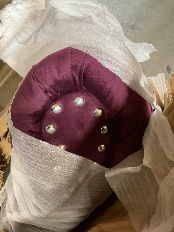 Photo 1 of **WILL NEED A TRUCK FOR PICKUP. SOME OF PURPLE CUSHION TORE****Meridian Furniture LuxusPurple-K Luxus Collection Modern | Contemporary Round Shaped Velvet Upholstered Bed with Deep Button Tufting and Footboard Storage, 110" W x 100.5" D x 56" H, Purple, K