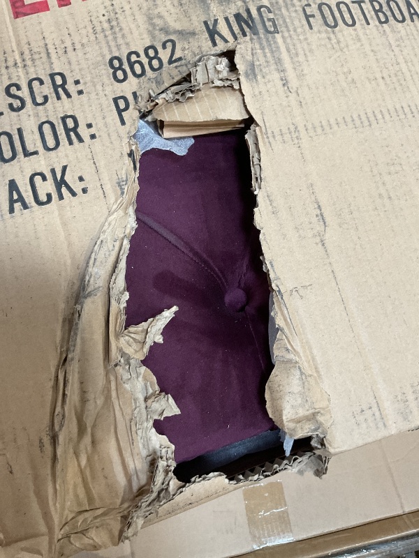 Photo 1 of **WILL NEED A TRUCK FOR PICKUP. SOME OF PURPLE CUSHION TORE****Meridian Furniture LuxusPurple-K Luxus Collection Modern | Contemporary Round Shaped Velvet Upholstered Bed with Deep Button Tufting and Footboard Storage, 110" W x 100.5" D x 56" H, Purple, K