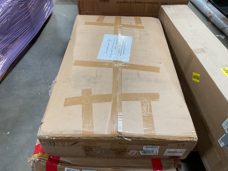 Photo 1 of **ONE BOX OF 3. SELLING AS PARTS IN PARTIAL SET**Shintenchi 110" Sectional Couches for Living Room,4 Seat U Shape Modular Couch with Thick Cushion & Soft Backrest,Upholstered Sofa Couch with Double Chaise,Dark Grey