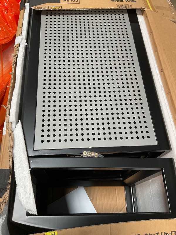 Photo 1 of Alpine Outdoor Commercial Trash Can with Lid - 40 Gallon Heavy Duty Metal Garbage Can with Removable Bin, Locking Lid for a Modern Look in Parks, Malls, Parkings & High Traffic Areas (Black & Grey)