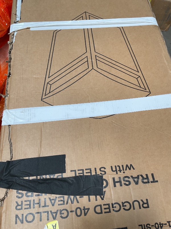 Photo 1 of Alpine Outdoor Commercial Trash Can with Lid - 40 Gallon Heavy Duty Metal Garbage Can with Removable Bin, Locking Lid for a Modern Look in Parks, Malls, Parkings & High Traffic Areas (Black & Grey)