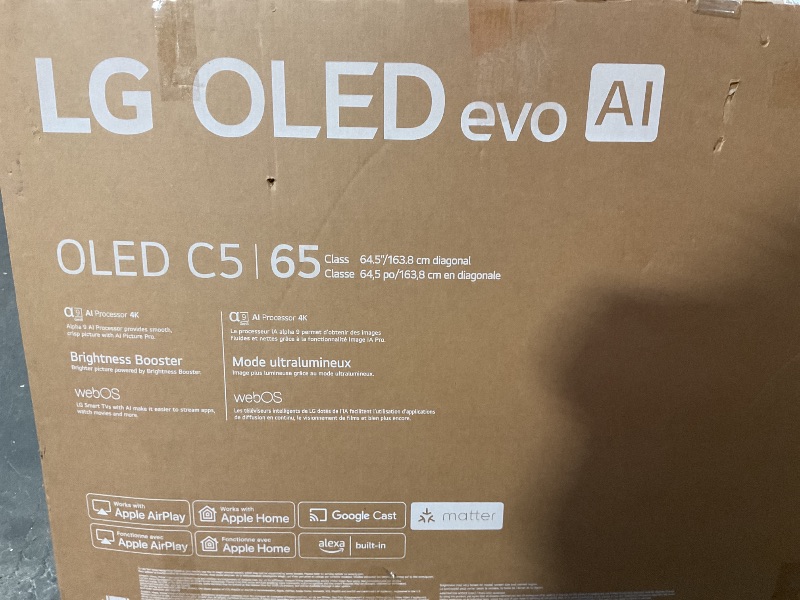 Photo 1 of ****BROKEN TELEVISION PARTS ONLY**** LG 65-Inch Class OLED evo AI 4K C5 Series Smart TV w/Dolby Atmos, Dolby Vision, HDR10, AI Super Upscaling 4K, Filmmaker Mode, Wow Orchestra, Alexa Built-in (OLED65C5PUA, 2025)