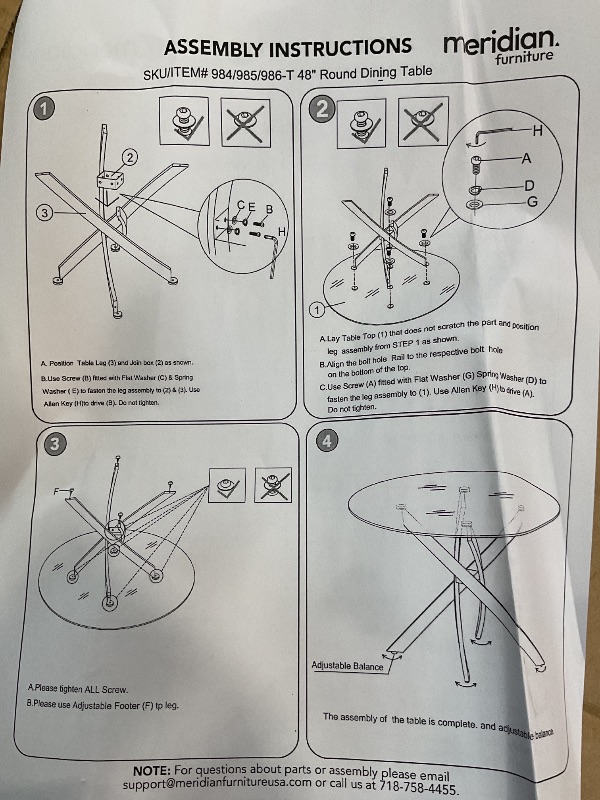 Photo 1 of **PARTAL SET TABLE BASE ONLY ** Meridian Furniture 986-T Xander Collection Modern | Contemporary Dining Table with Matte Black Metal Base, 48" Round Tempered Glass Top, 10MM Glass Thickness, 48" W x 48" D x 30" H, Black