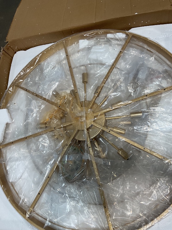 View 3 of Modern Gold Crystal Chandeliers 35'' Large Chandeliers for High Ceiling Foyer K9 Crystal 5-Tier Luxury Chandelier 22-Light Round Ceiling Chandelier Light Fixtures for Staircase Entry Living Room