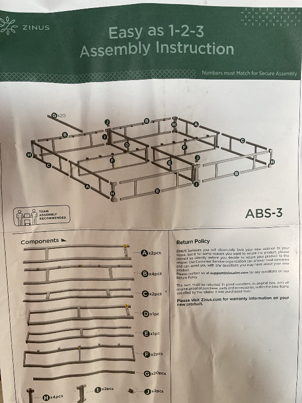 Photo 1 of ZINUS 5 Inch Metal Smart Box Spring with Quick Assembly, Mattress Foundation, Strong Metal Frame, Easy Assembly, King