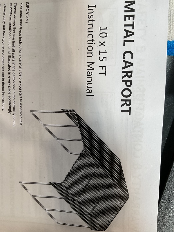 Photo 1 of 10'x15' Heavy Duty Metal Carport, Outdoor Garage Car Shelter Shade with Heavier Frame, Galvanized Roof for Car and Boats, Grey