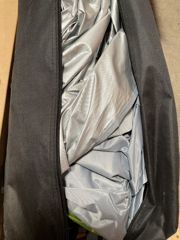 Photo 1 of **FOR PARTS/HAS DAMAGES & MISSING SANDBAGS** Yaheetech 13x13 Pop Up Canopy Tent, Straight Leg Easy Set-up Height-Adjustable Folding Shelter w/Extending Eaves Set W/Sandbags & Rolling Storage Bag & Ground Anchors & Guy Lines?Light Gray/Green