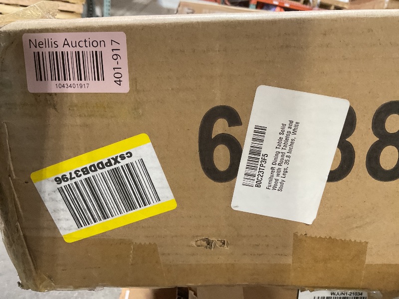 Photo 1 of ****THIS ITEM IS LISTED AS 1/2 BOXES. ONE BOX IS MISSING!**** FurnitureR Dining Table Solid Wood with Round Tabletop and Study Legs, 35.8 Inches, White