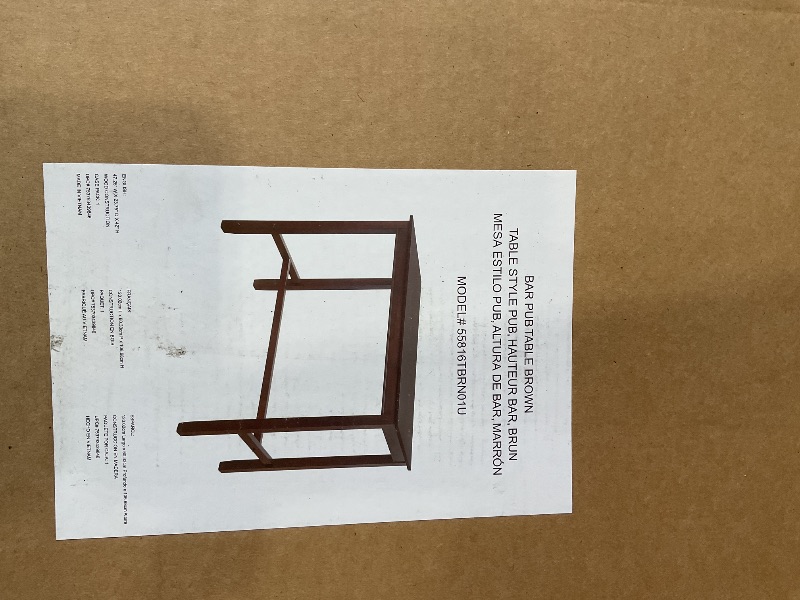 Photo 1 of **FOR PARTS ONLY** Linon 42 inch Height Pub Claridge Table, Rustic Brown Bar