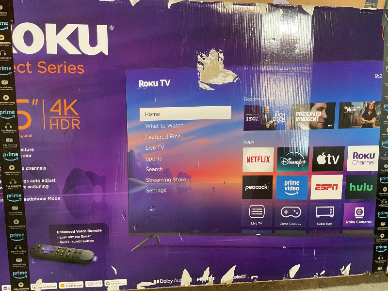 Photo 1 of ****BROKEN SCREEN PARTS ONLY***** Roku Smart TV 2025 – 75-Inch Select Series, 4K HDR TV – RokuTV with Enhanced Voice Remote – Flat Screen LED Television with Wi-Fi for Streaming Live Local News, Sports, Family Entertainment