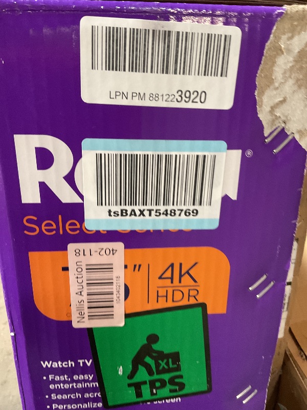 Photo 1 of ****BROKEN SCREEN PARTS ONLY***** Roku Smart TV 2025 – 75-Inch Select Series, 4K HDR TV – RokuTV with Enhanced Voice Remote – Flat Screen LED Television with Wi-Fi for Streaming Live Local News, Sports, Family Entertainment