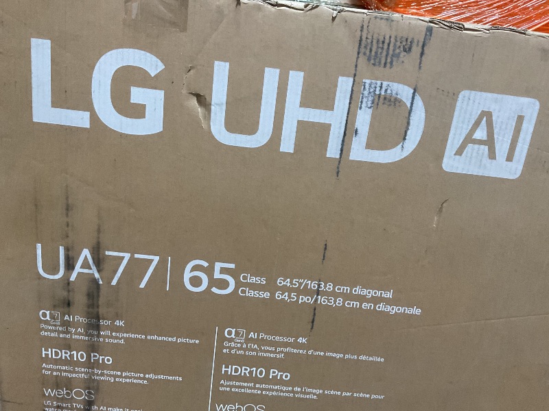 Photo 1 of ****DAMAGED TELEVISION. CRACKED SCREEN PARTS ONLY**** LG 65UA7700P 65 inch Class UA77 Series LED AI 4K Smart webOS TV (2025)