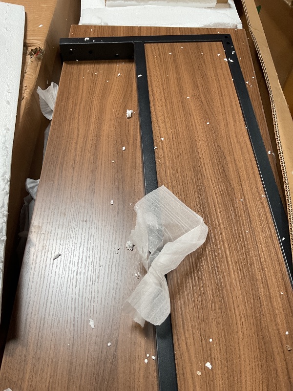 Photo 1 of **INCOMPLETE SET/ POSSIBLY BOX 1 OF 2** Tribesigns 63‘’ L-Shaped Executive Desk, Office Table with 39.37-Inch Drawers Cabinet, Large Computer Desk with Storage Shelves, Business Furniture Set for Home Office, Brown & Black