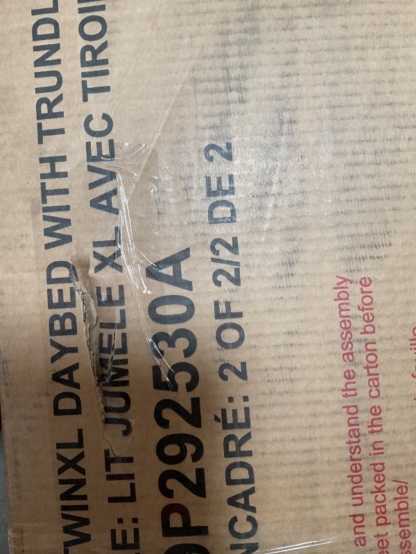 Photo 1 of ****MARKED AS BOX 2 of 2 BOX 1 NOT INCLUDED**** Merax Twin XL to King Extendable Upholstered Daybed with Trundle, 2 Storage Drawers & Lights, Convertible Sleeper Sofa Bed, Beige Linen Fabric, Solid Pine Wood Frame, No Box Spring Needed, Beige