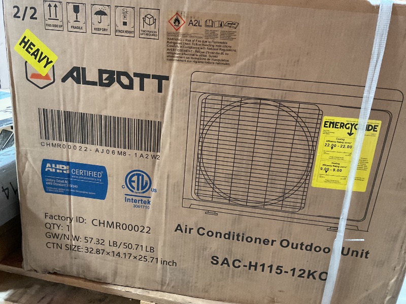 Photo 1 of ****BOX LISTED AS 2 of 2 WITHOUTB1 of 1 INCOMPLETE****Albott Mini Split Air Conditioner Heat Pump, 12000 BTU 22 SEER2 115V, Energy Star, Remote Control for Rooms up to 450 Sq.Ft, Wall Ac Unit with 14.8ft Installation Kit, White