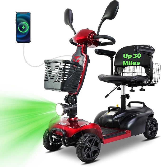 Photo 1 of 30 Miles Long Range 4 Wheel Electric Mobility Scooter with 350W Motor, Foldable Mobility Scooter for Adults/Seniors