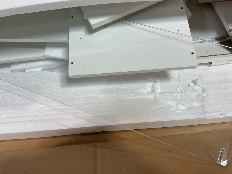 Photo 1 of ** FOR PARTS MISSING MIRROR AND ALOT OF ASSEMBLY PIECES** YITAHOME Vanity Set, Makeup Vanity Desk with Adjustable LED Mirror, Power Outlets, 10 Drawers, Magnifying Glass, Tempered Glass Top, Hairdryer Holder, Stool for Bathroom, Makeup Room