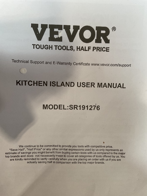 Photo 1 of *FOR PARTS ONLY ** VEVOR Kitchen Island Cart with Solid Wood Top, 35.4" Width Mobile Carts with Storage Cabinet, Rolling Kitchen Table with Spice Rack, Towel Rack, and Drawer, Portable Islands on Wheels, White