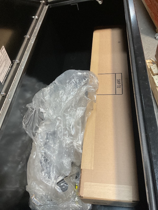 Photo 1 of Buyers Products 1703020 Black Steel Topsider Truck Box With T-Handle Latch, 18 x 16 x 96 Inch, Truck Tool Box For Storage And Organization, Lockable Tool Chest For Work Trucks

**minor scuffs, scratches, and dents**